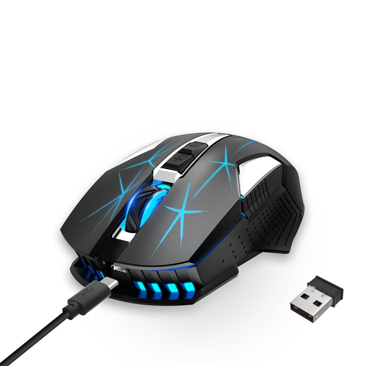 HXSJ T300 7 teclas 2400DPI 2.4G Ratón inalámbrico luminoso colorido, T300 Black, T300 White