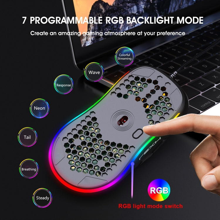 HXSJ X600 6 Teclas RGB Luminous Macro Programación Wired Gaming Mouse, X600