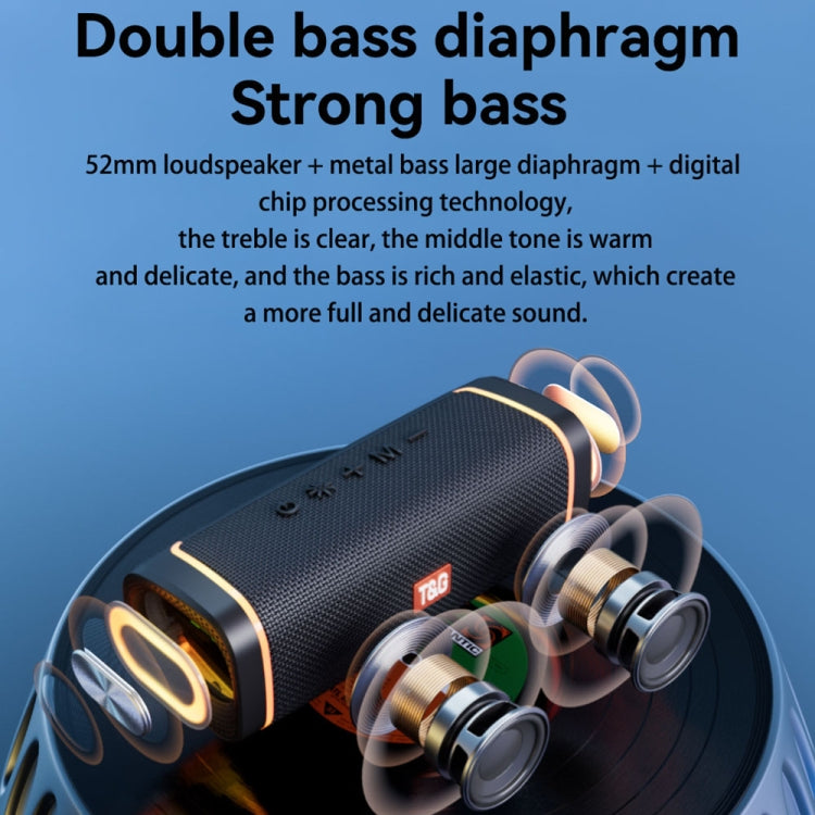 T&G TG375 Subwoofer de altavoz Bluetooth inalámbrico RGB con luz LED portátil para exteriores, TG375