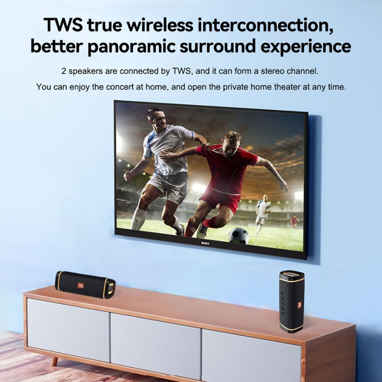 T&G TG375 Subwoofer de altavoz Bluetooth inalámbrico RGB con luz LED portátil para exteriores, TG375