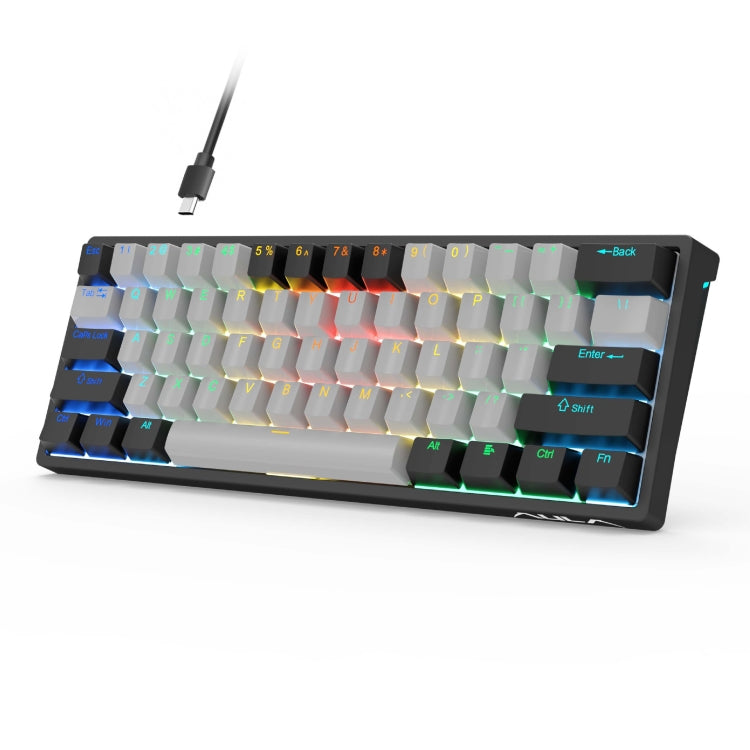 AULA F3261 Type-C Teclado mecánico RGB con 61 teclas intercambiables en caliente con cable