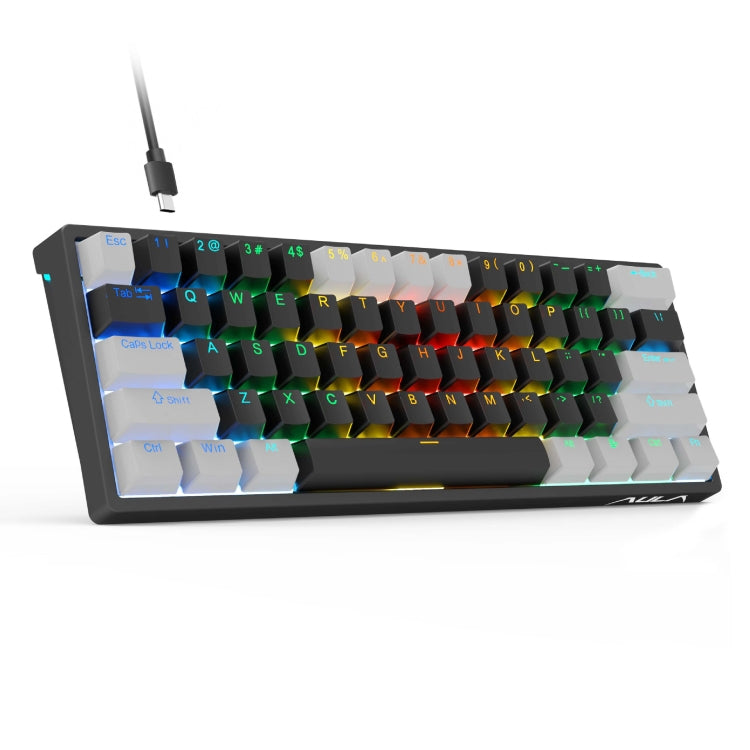 AULA F3261 Type-C Teclado mecánico RGB con 61 teclas intercambiables en caliente con cable