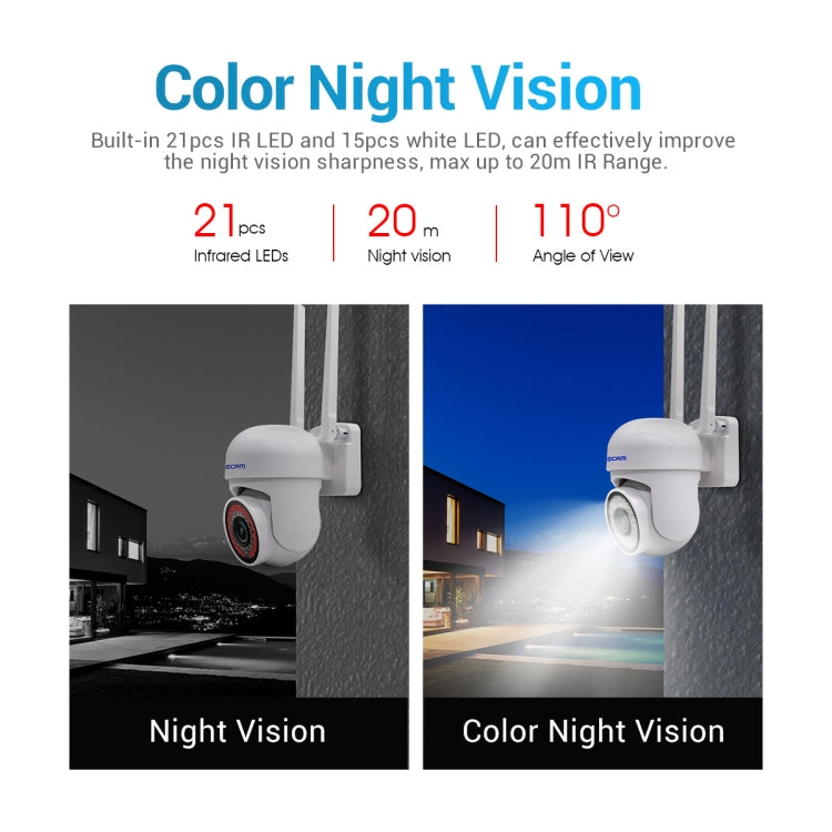 ESCAM PVR007 3MP Smart HD WiFi Camera Support Visión nocturna a todo color / Detección de movimiento / Alarma de sonido / Tarjeta TF, PVR007