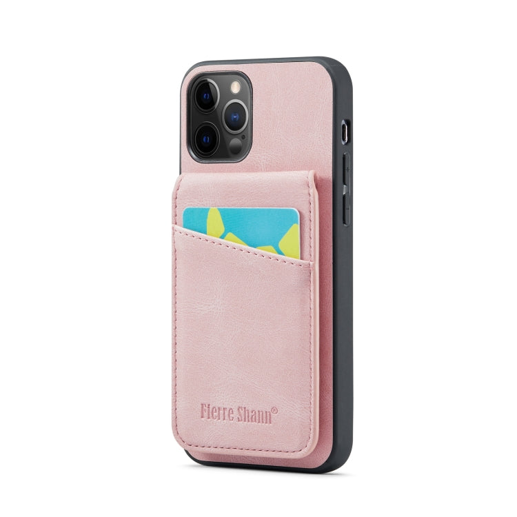 Fierre Shann Crazy Horse Tarjetero Contraportada PU Funda para teléfono, For iPhone 12 Pro Max, For iPhone SE 2022 / 2020 / 7 / 8