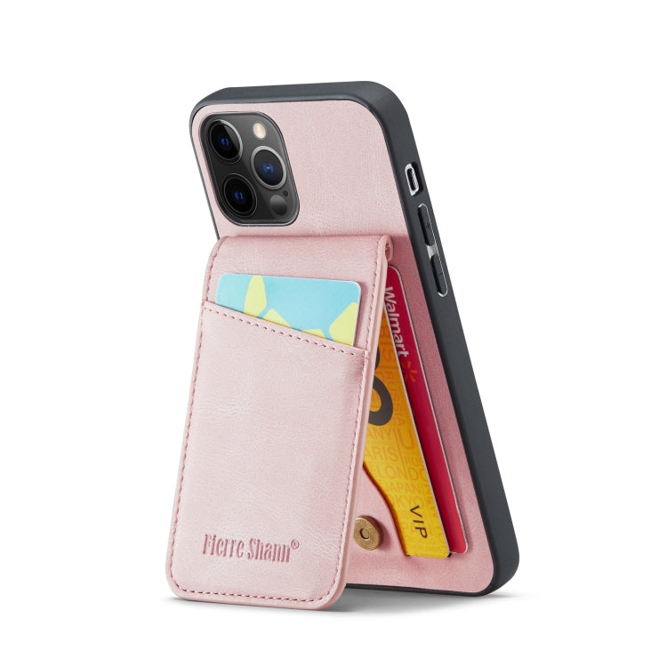 Fierre Shann Crazy Horse Tarjetero Contraportada PU Funda para teléfono, For iPhone 12 Pro Max, For iPhone SE 2022 / 2020 / 7 / 8