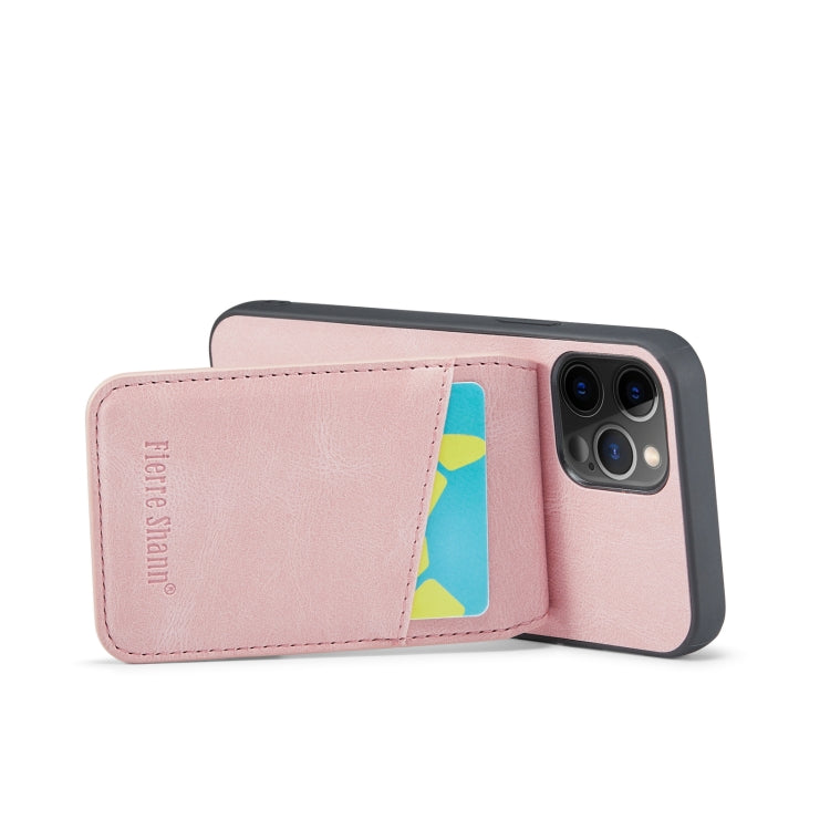 Fierre Shann Crazy Horse Tarjetero Contraportada PU Funda para teléfono, For iPhone 12 Pro Max, For iPhone SE 2022 / 2020 / 7 / 8