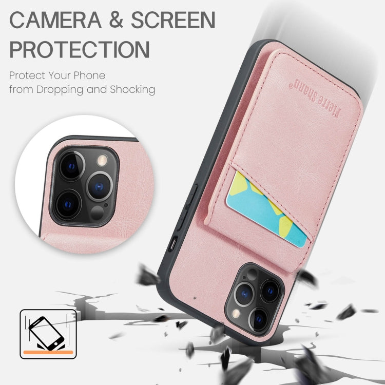 Fierre Shann Crazy Horse Tarjetero Contraportada PU Funda para teléfono, For iPhone 12 Pro Max, For iPhone SE 2022 / 2020 / 7 / 8