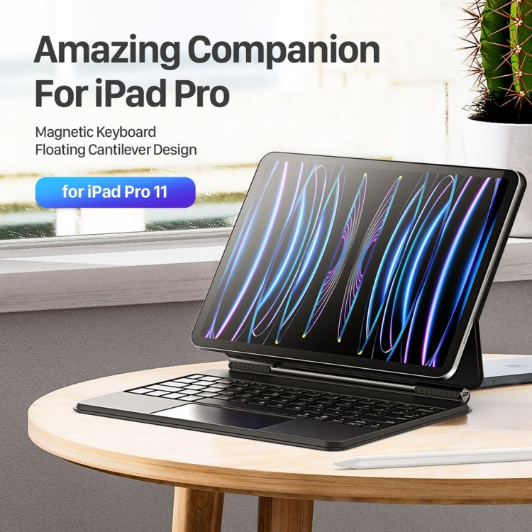 Estuche de cuero para tableta con teclado magnético flotante serie DUX DUCIS MK, For iPad Pro 11 2022 / Air 11 2024, For iPad Pro 12.9 2022, For iPad Pro 12.9 2021, For iPad Pro 11 2021, For iPad Pro 11 2020, For iPad Pro 12.9 2020, For iPad Pro 11 2018