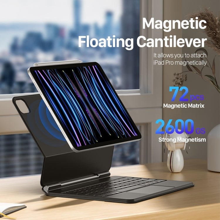 Estuche de cuero para tableta con teclado magnético flotante serie DUX DUCIS MK, For iPad Pro 11 2022 / Air 11 2024, For iPad Pro 12.9 2022, For iPad Pro 12.9 2021, For iPad Pro 11 2021, For iPad Pro 11 2020, For iPad Pro 12.9 2020, For iPad Pro 11 2018