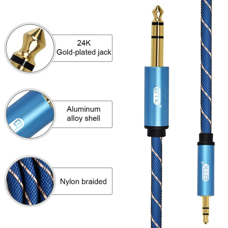 Conector macho EMK de 3,5 mm a conector macho chapado en oro de 6,35 mm Cable auxiliar trenzado de nylon para computadora / X-BOX / PS3 / CD / DVD, 1m, 1.5m, 2m, 3m, 5m