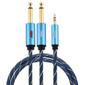 Conector macho EMK de 3,5 mm a conector macho chapado en oro de 2 x 6,35 mm Cable auxiliar trenzado de nylon para computadora / X-BOX / PS3 / CD / DVD, 1m, 1.5m, 2m, 3m, 5m