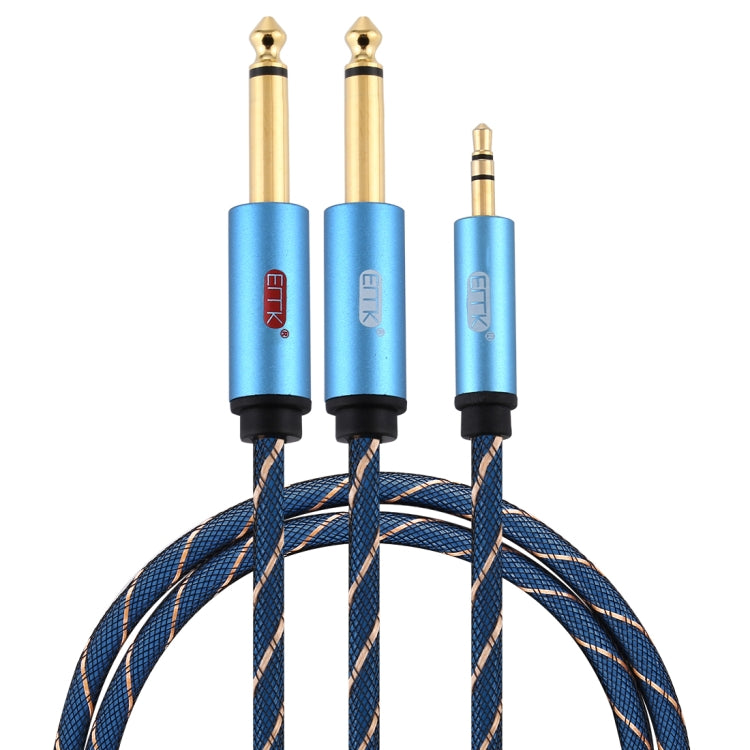 Conector macho EMK de 3,5 mm a conector macho chapado en oro de 2 x 6,35 mm Cable auxiliar trenzado de nylon para computadora / X-BOX / PS3 / CD / DVD, 1m, 1.5m, 2m, 3m, 5m