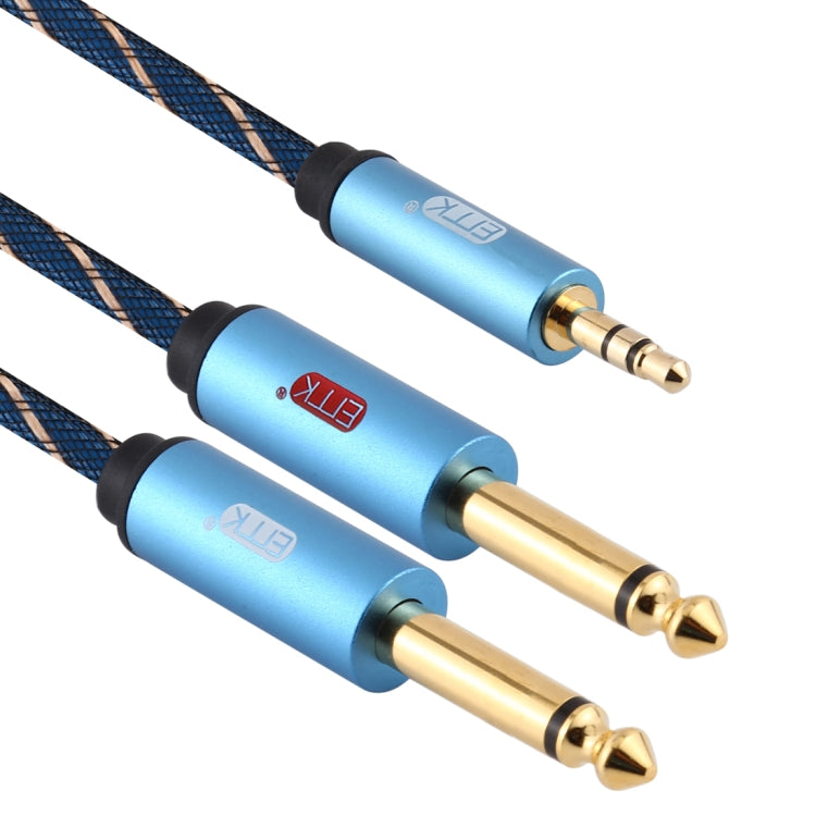Conector macho EMK de 3,5 mm a conector macho chapado en oro de 2 x 6,35 mm Cable auxiliar trenzado de nylon para computadora / X-BOX / PS3 / CD / DVD, 1m, 1.5m, 2m, 3m, 5m