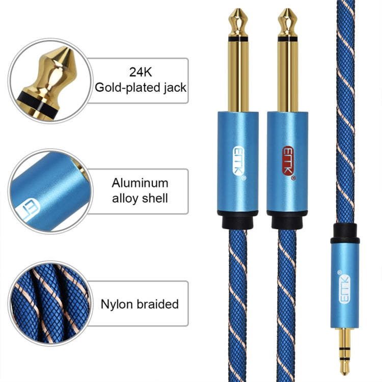 Conector macho EMK de 3,5 mm a conector macho chapado en oro de 2 x 6,35 mm Cable auxiliar trenzado de nylon para computadora / X-BOX / PS3 / CD / DVD, 1m, 1.5m, 2m, 3m, 5m