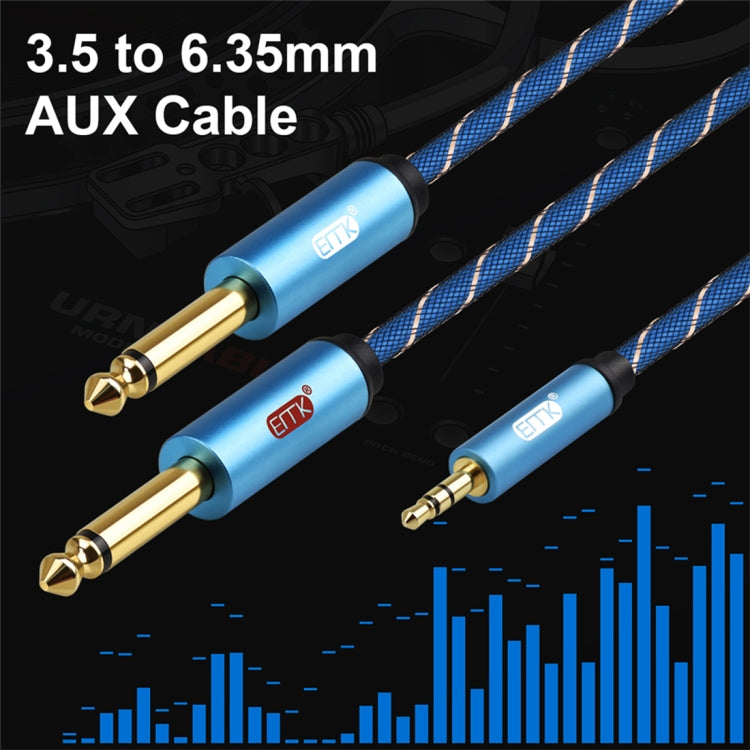 Conector macho EMK de 3,5 mm a conector macho chapado en oro de 2 x 6,35 mm Cable auxiliar trenzado de nylon para computadora / X-BOX / PS3 / CD / DVD, 1m, 1.5m, 2m, 3m, 5m