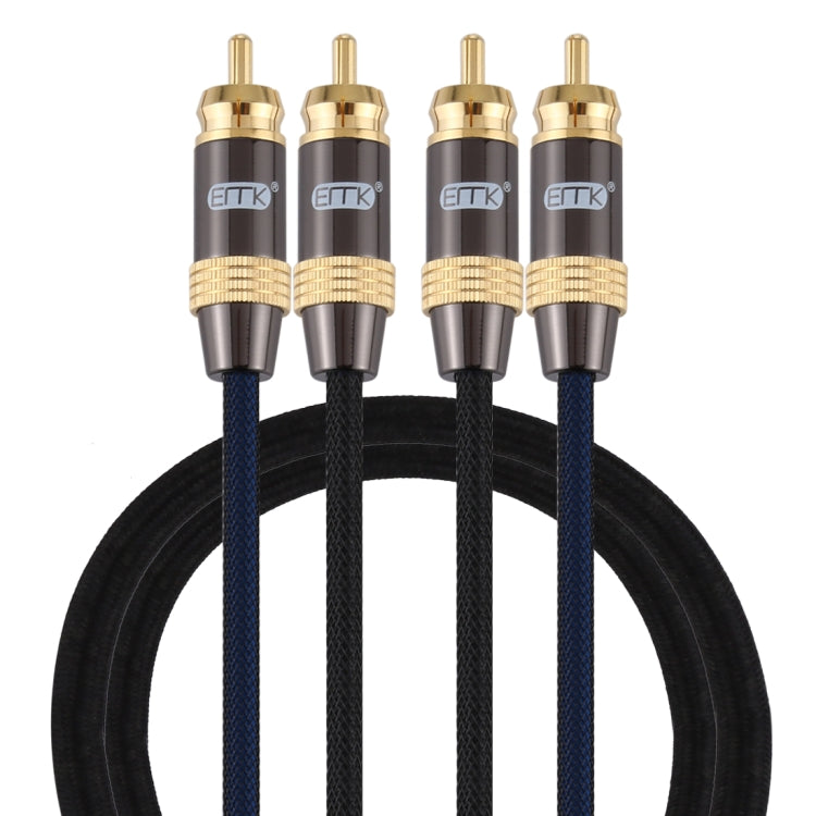 EMK 2 x RCA macho a 2 x RCA macho Conector chapado en oro Cable de audio coaxial trenzado de nylon para TV / Amplificador / Cine en casa / DVD, 1m, 1.5m, 2m, 3m, 5m