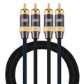 EMK 2 x RCA macho a 2 x RCA macho Conector chapado en oro Cable de audio coaxial trenzado de nylon para TV / Amplificador / Cine en casa / DVD, 1m, 1.5m, 2m, 3m, 5m