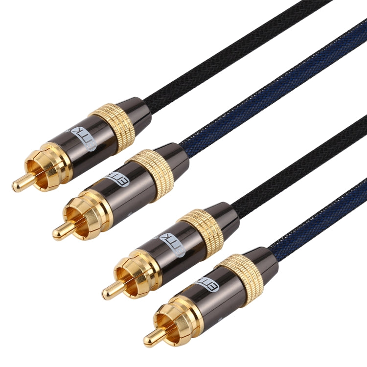 EMK 2 x RCA macho a 2 x RCA macho Conector chapado en oro Cable de audio coaxial trenzado de nylon para TV / Amplificador / Cine en casa / DVD, 1m, 1.5m, 2m, 3m, 5m