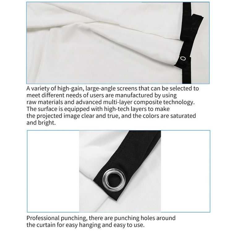 Cortina de película de proyector de poliéster fino plegable simple, 30 inch 16:9, 150 inch 4:3, 180 inch 16:9, 150 inch 16:9, 200 inch 16:9