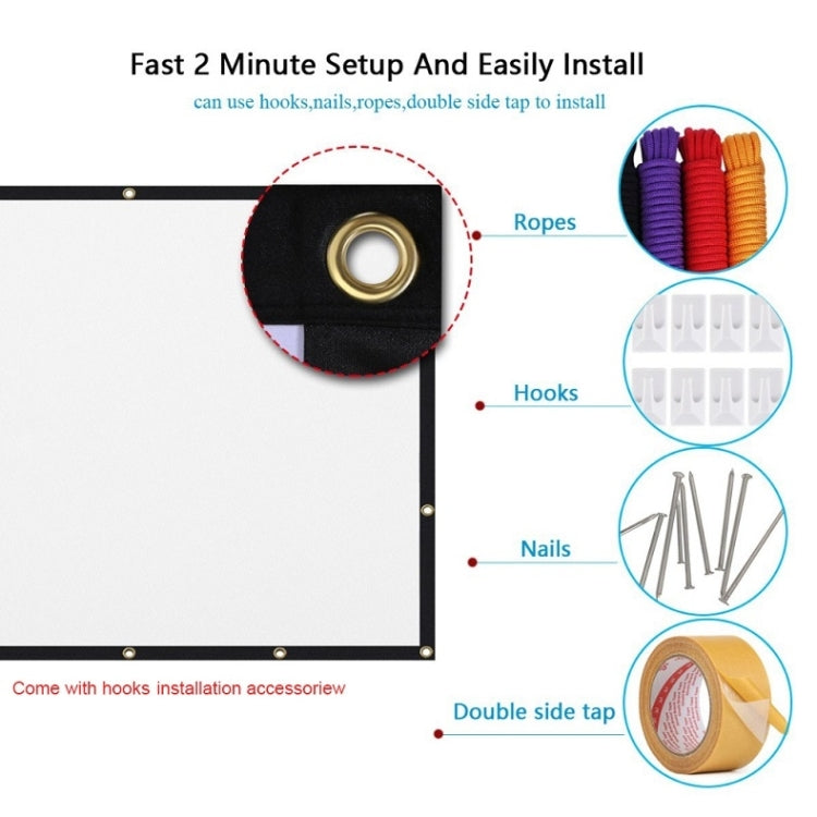 Cortina de película de proyector de poliéster fino plegable simple, 30 inch 16:9, 150 inch 4:3, 180 inch 16:9, 150 inch 16:9, 200 inch 16:9