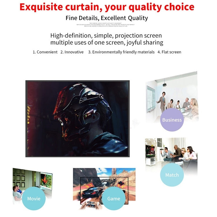 Cortina de película de proyector de poliéster fino plegable simple, 30 inch 16:9, 150 inch 4:3, 180 inch 16:9, 150 inch 16:9, 200 inch 16:9