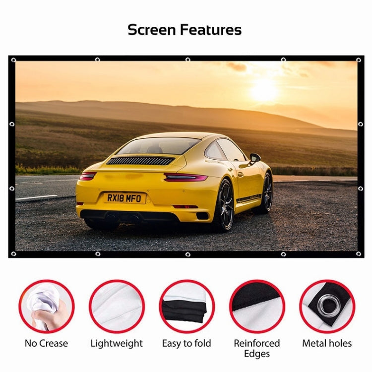 Cortina de película de proyector de poliéster fino plegable simple, 30 inch 16:9, 150 inch 4:3, 180 inch 16:9, 150 inch 16:9, 200 inch 16:9
