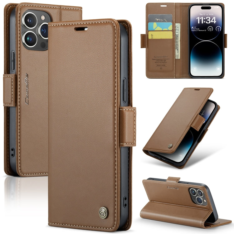 CaseMe 023 Mariposa Hebilla Litchi Textura RFID Funda de cuero antirrobo para teléfono, For iPhone 14, For iPhone 15 Pro Max, For iPhone 14 Plus, For iPhone 15 Pro, For iPhone 14 Pro, For iPhone 15 Plus, For iPhone 14 Pro Max, For iPhone 15
