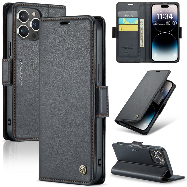 CaseMe 023 Mariposa Hebilla Litchi Textura RFID Funda de cuero antirrobo para teléfono, For iPhone 14, For iPhone 15 Pro Max, For iPhone 14 Plus, For iPhone 15 Pro, For iPhone 14 Pro, For iPhone 15 Plus, For iPhone 14 Pro Max, For iPhone 15