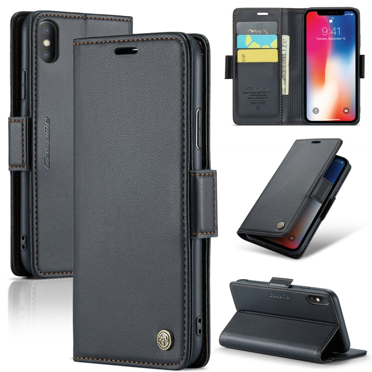 CaseMe 023 Mariposa Hebilla Litchi Textura RFID Funda de cuero antirrobo para teléfono, For iPhone 11 Pro, For iPhone 11 Pro Max, For iPhone XS Max, For iPhone XS, For iPhone XR, For iPhone SE 2022/SE 2020/6/7/8, For iPhone 6 Plus/7 Plus/8 Plus