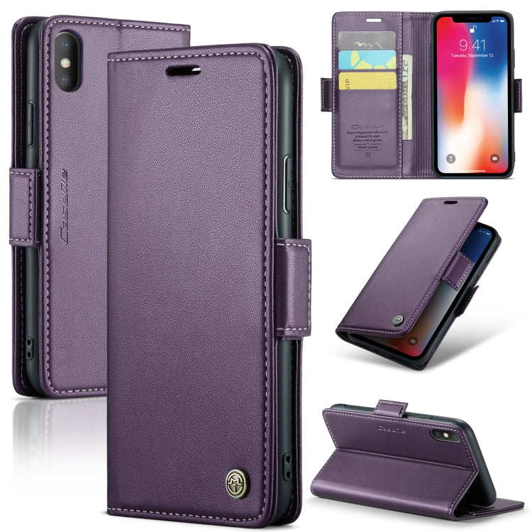 CaseMe 023 Mariposa Hebilla Litchi Textura RFID Funda de cuero antirrobo para teléfono, For iPhone 11 Pro, For iPhone 11 Pro Max, For iPhone XS Max, For iPhone XS, For iPhone XR, For iPhone SE 2022/SE 2020/6/7/8, For iPhone 6 Plus/7 Plus/8 Plus