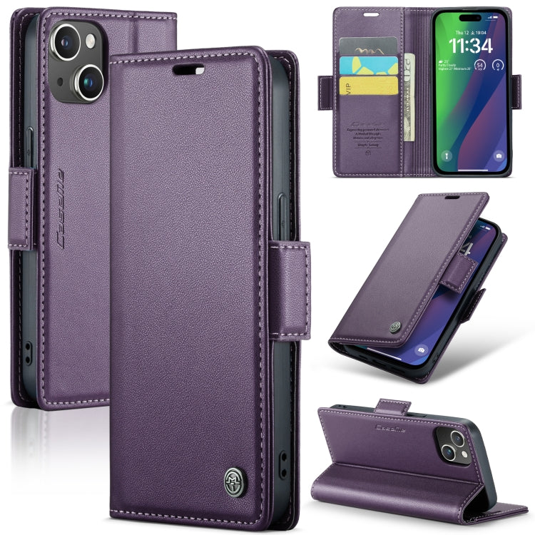 CaseMe 023 Mariposa Hebilla Litchi Textura RFID Funda de cuero antirrobo para teléfono, For iPhone 14, For iPhone 15 Pro Max, For iPhone 14 Plus, For iPhone 15 Pro, For iPhone 14 Pro, For iPhone 15 Plus, For iPhone 14 Pro Max, For iPhone 15