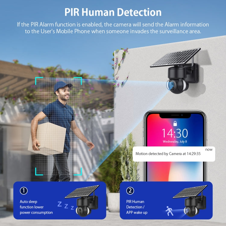 SHIWOJIA IP66 Cámara IP domo solar impermeable 4G 3MP, audio bidireccional y detección de movimiento PIR y visión nocturna, EU, AU, US