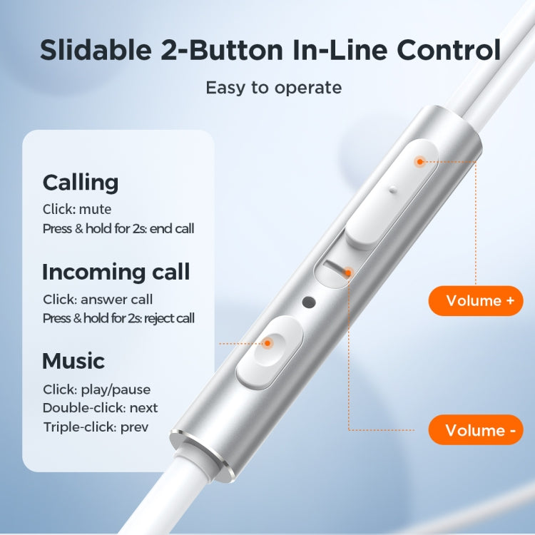 JOYROOM JR-EW03 Auricular con cable de metal en la oreja de 3,5 mm, longitud: 1,2 m