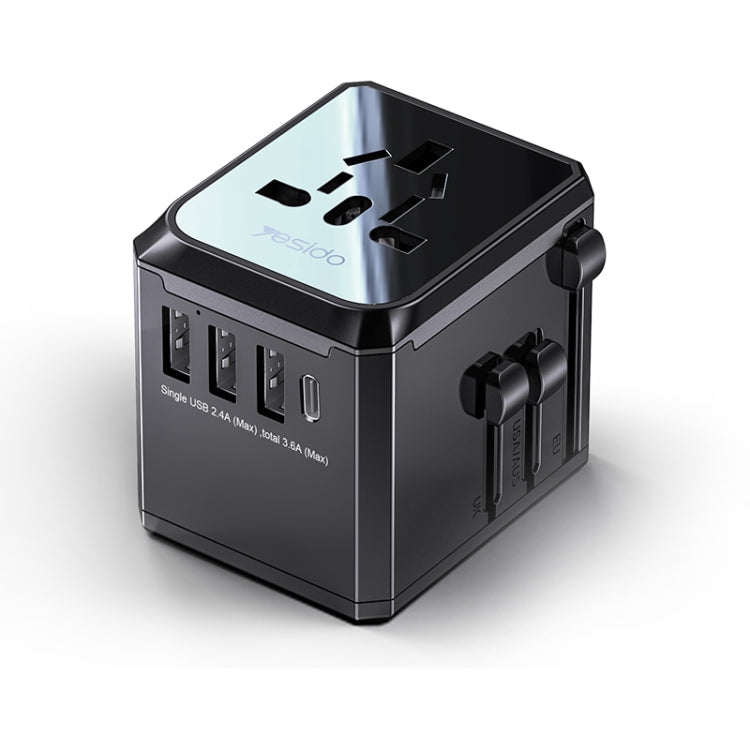 Yesido MC-10 3 puertos USB + Tipo-C enchufe adaptador de viaje universal multifunción, MC-10