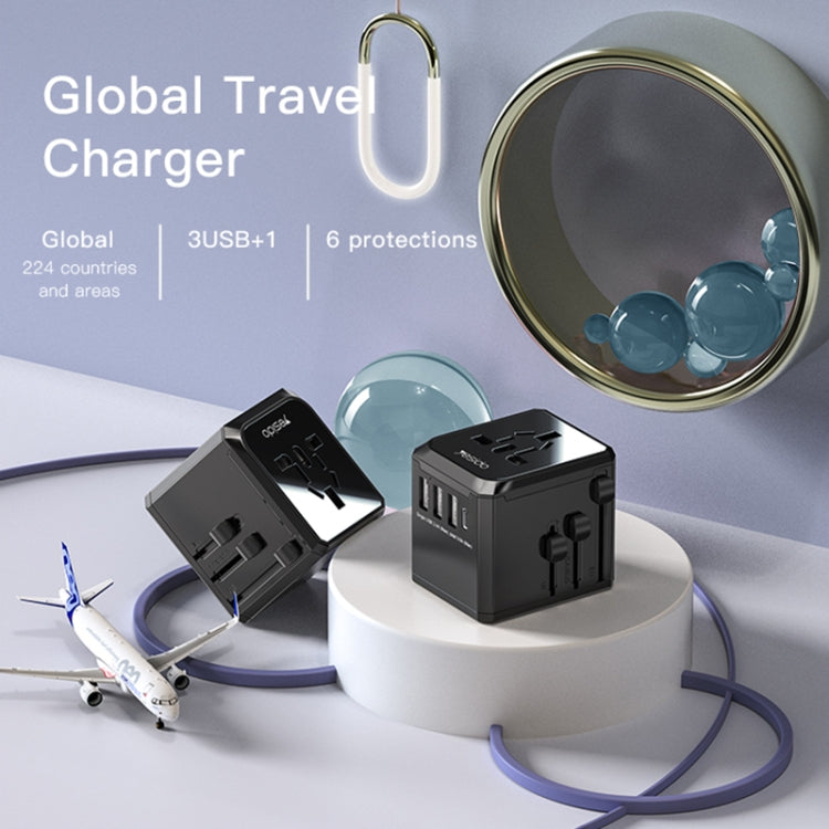 Yesido MC-10 3 puertos USB + Tipo-C enchufe adaptador de viaje universal multifunción, MC-10