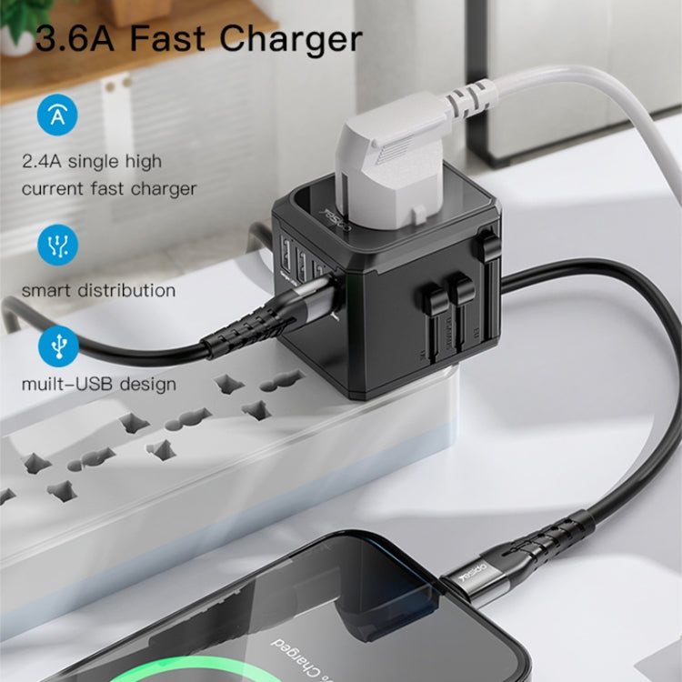 Yesido MC-10 3 puertos USB + Tipo-C enchufe adaptador de viaje universal multifunción, MC-10
