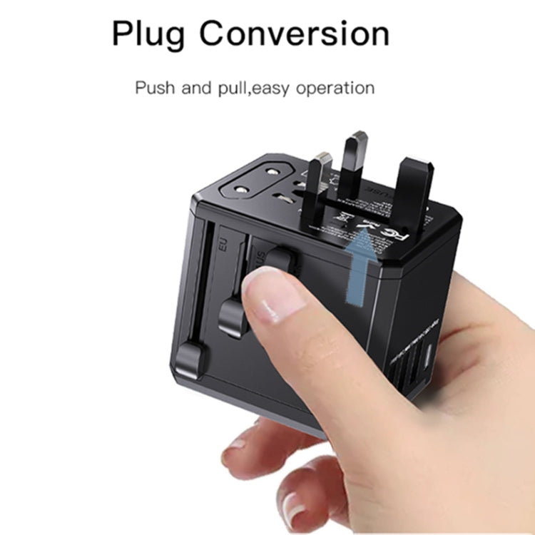 Yesido MC-10 3 puertos USB + Tipo-C enchufe adaptador de viaje universal multifunción, MC-10