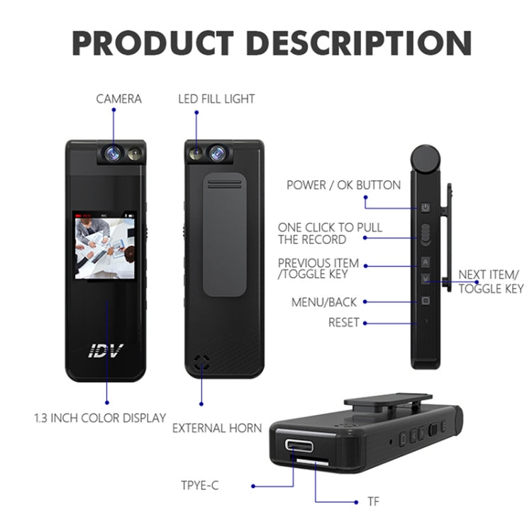 iDV L13 1080P Mini grabadora de audio y video HD portátil, L13