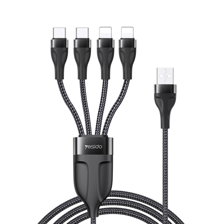 YESIDO CA111 1.2m 4A USB a doble tipo C + cable de carga dual de 8 pines, CA111