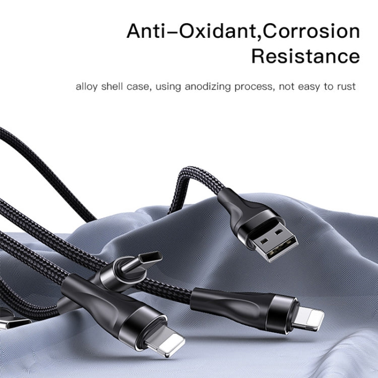 YESIDO CA111 1.2m 4A USB a doble tipo C + cable de carga dual de 8 pines, CA111