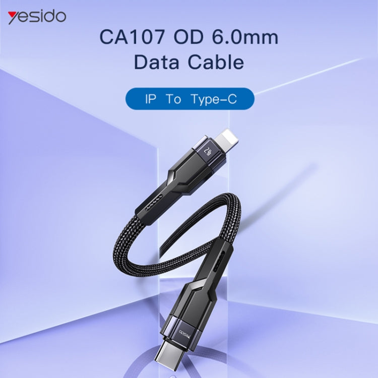 YESIDO CA107 1.2m 2.4A USB-C / Tipo-C a 8 pines OD0.6 Cable de carga de datos, CA107