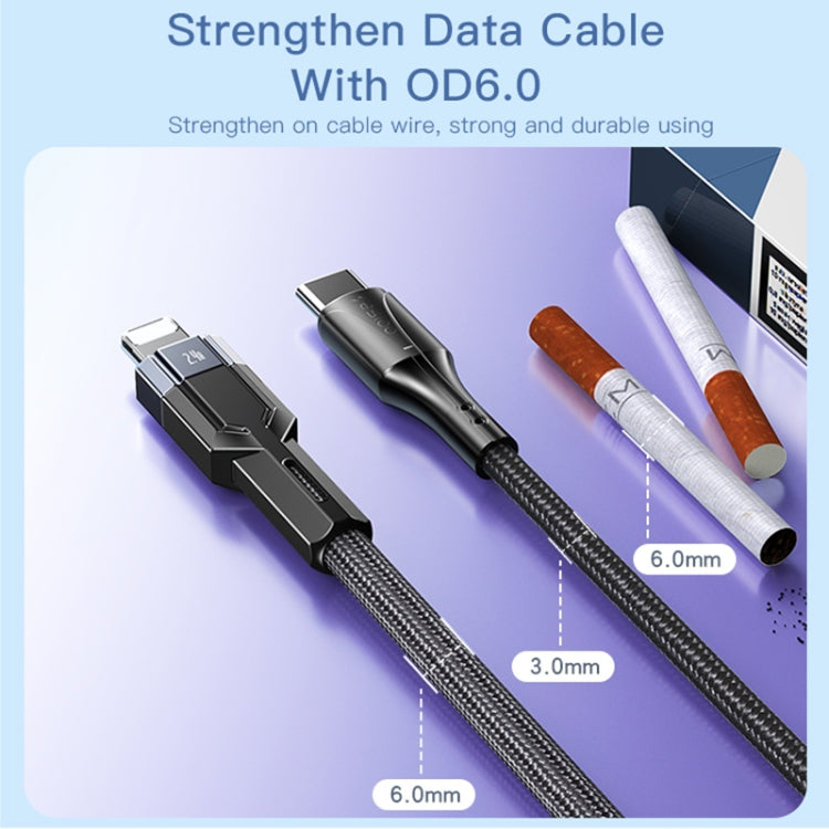YESIDO CA107 1.2m 2.4A USB-C / Tipo-C a 8 pines OD0.6 Cable de carga de datos, CA107