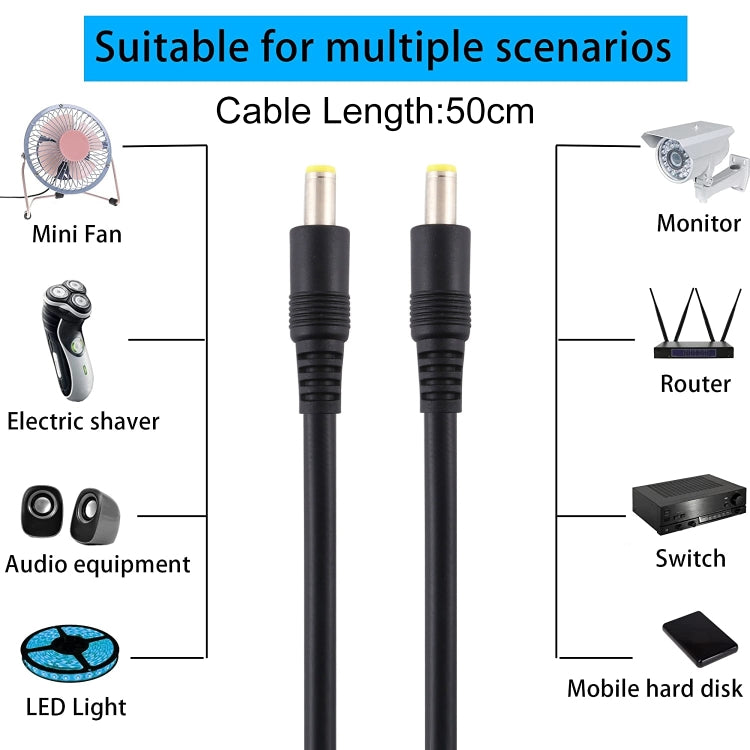 Enchufe de alimentación de CC 5,5 x 2,5 mm Cable de conector de adaptador macho a macho, 50cm, 1m, 1.5m
