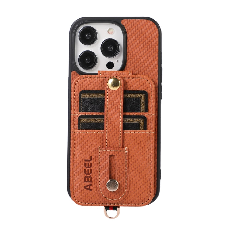 Funda para teléfono con tarjetero RFID de fibra de carbono ABEEL, For iPhone 15 Pro Max, For iPhone 15 Pro, For iPhone 14 Pro, For iPhone 14 Pro Max, For iPhone 13 Pro Max, For iPhone 13 Pro