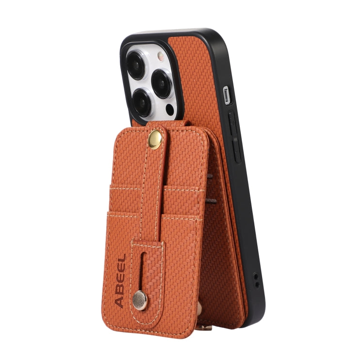 Funda para teléfono con tarjetero RFID de fibra de carbono ABEEL, For iPhone 15 Pro Max, For iPhone 15 Pro, For iPhone 14 Pro, For iPhone 14 Pro Max, For iPhone 13 Pro Max, For iPhone 13 Pro