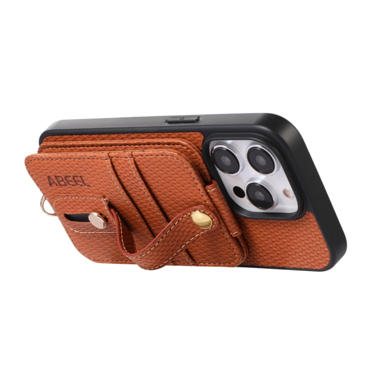 Funda para teléfono con tarjetero RFID de fibra de carbono ABEEL, For iPhone 15 Pro Max, For iPhone 15 Pro, For iPhone 14 Pro, For iPhone 14 Pro Max, For iPhone 13 Pro Max, For iPhone 13 Pro