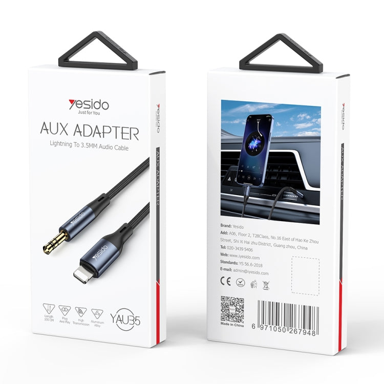 Yesido YAU35 Cable adaptador de audio auxiliar de 8 pines a 3,5 mm, YAU35
