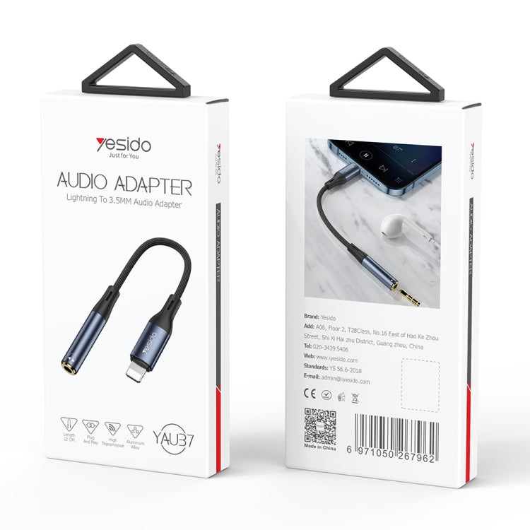 Yesido YAU37 Adaptador de audio hembra de 8 pines a 3,5 mm, YAU37