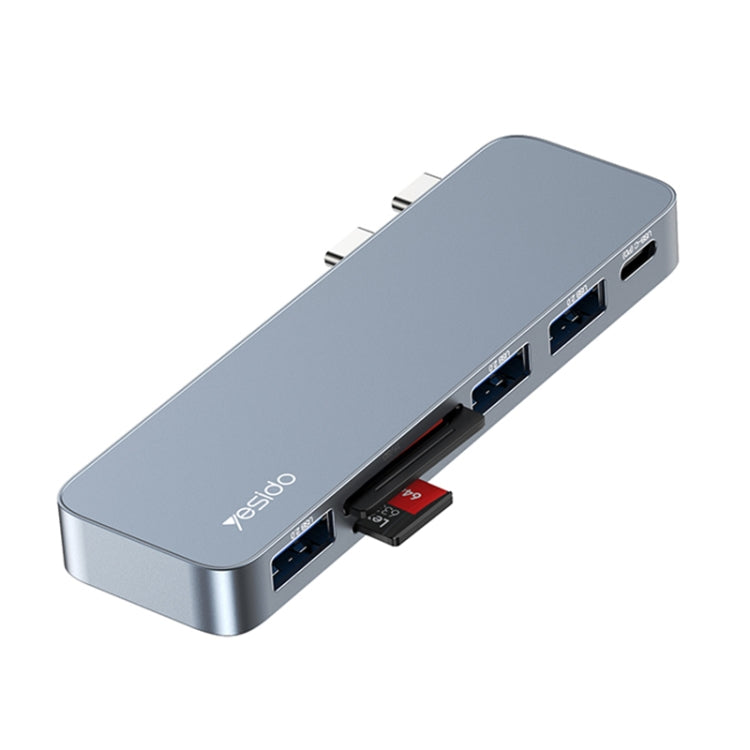 Yesido HB10 6 en 1 Puertos USB-C / Type-C Estación de acoplamiento multifuncional Adaptador HUB, HB10