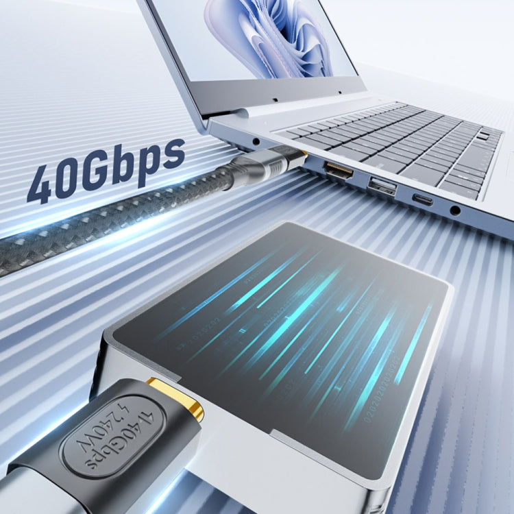 40Gbps 240W USB-C/Tipo-C Hembra a USB-C/Tipo-C Adaptador Curvo Lateral Macho, Side Bend Adapter
